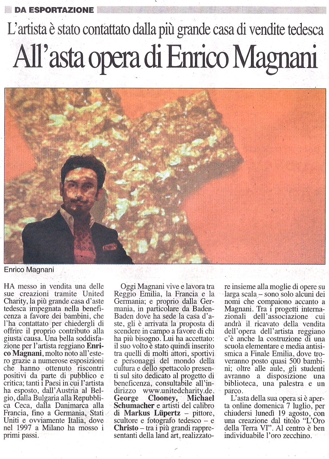enrico magnani, giornale reggio, united charity