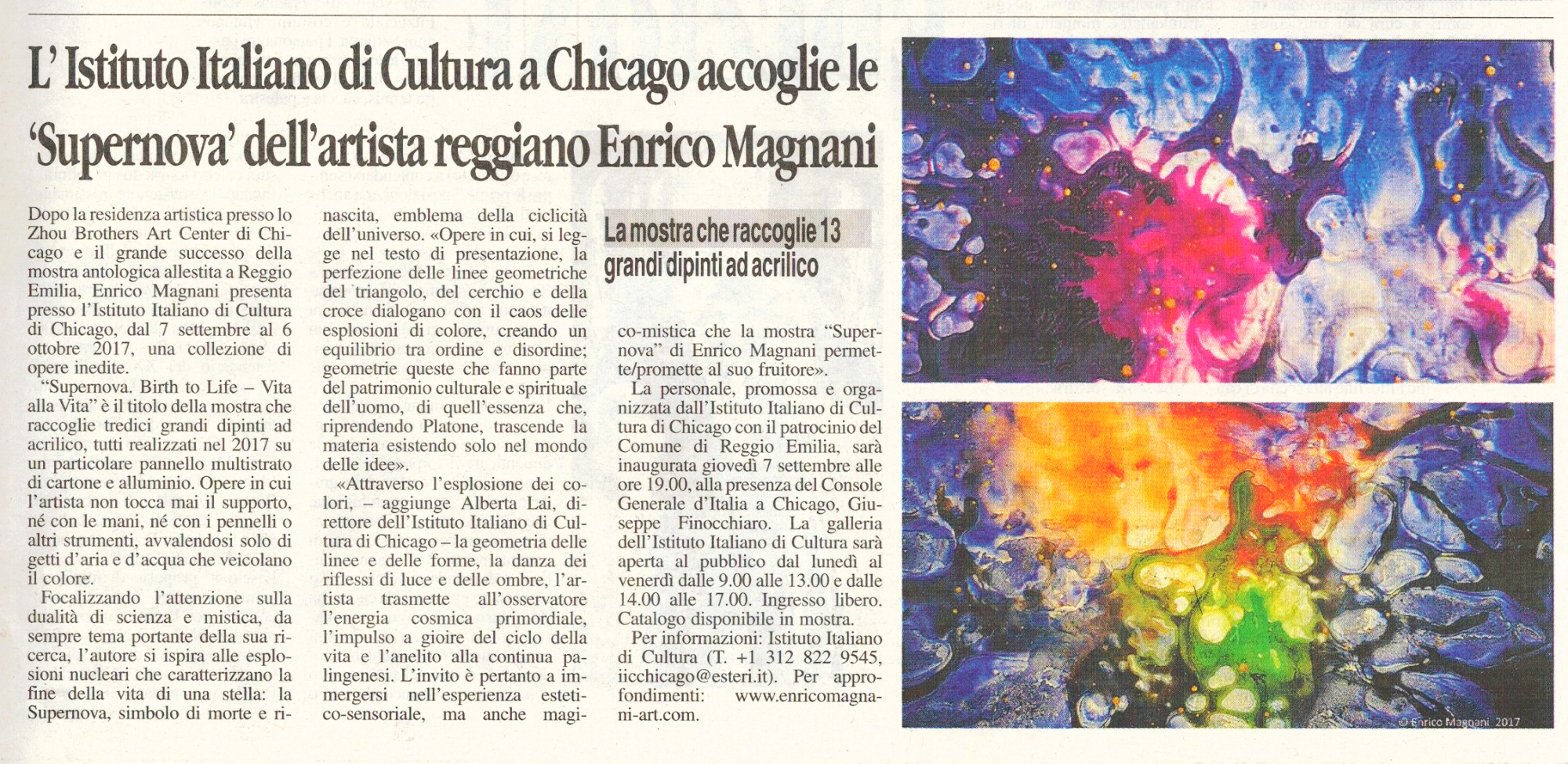 enrico magnani, chicago, istituto Italiano di Cultura, IIC, Supernova
