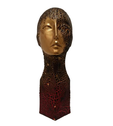Enrico Magnani, head, Gold of the earth series, textured abstract contemporary artwork
