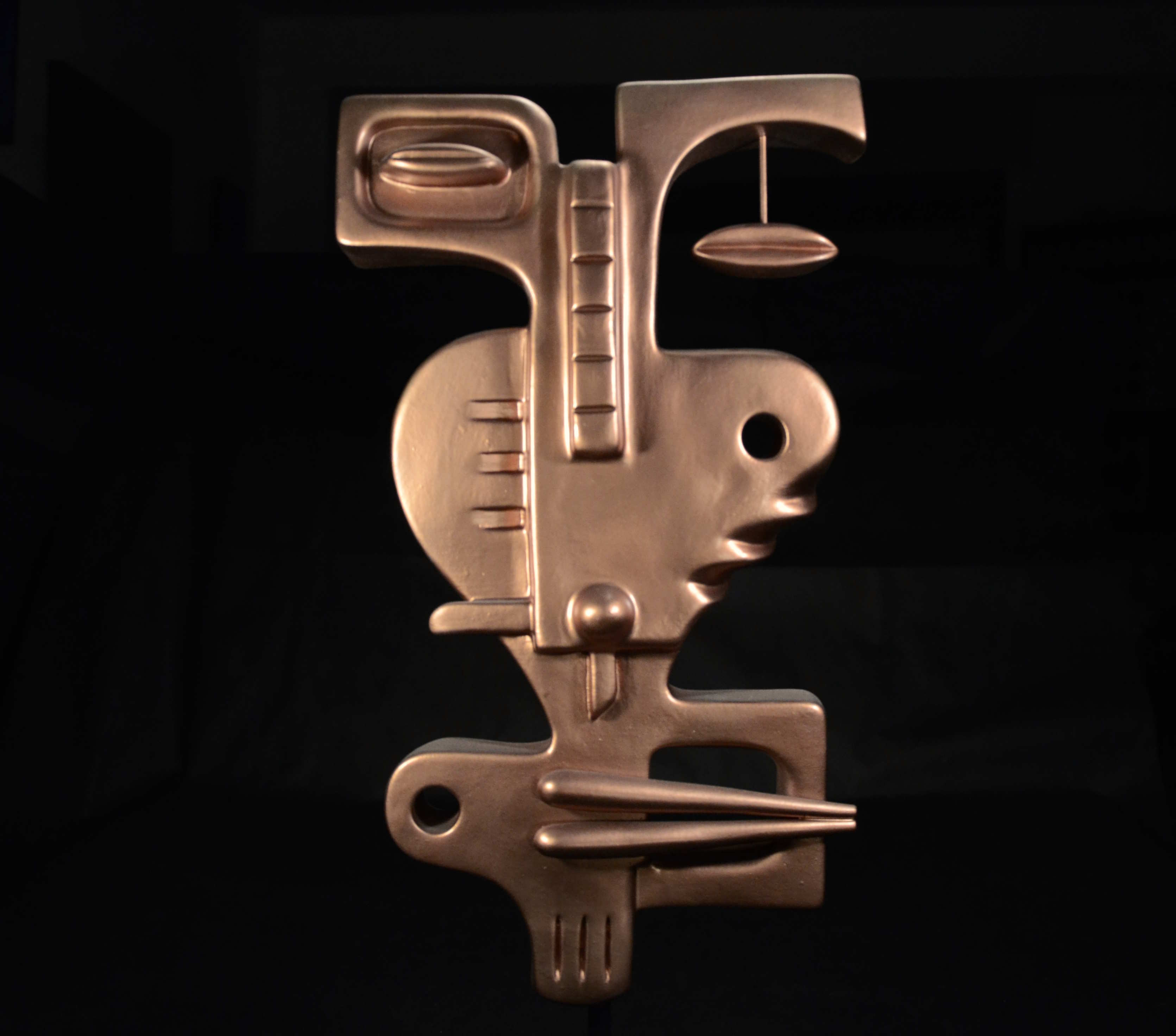 sculpture by Enrico Magnani, contemporary artist, made with clay, resin and enamel