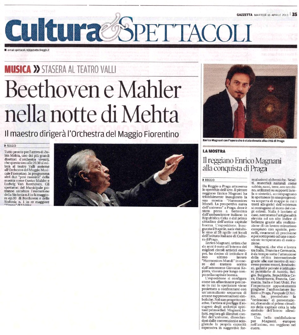Enrico Magnani, gazzetta di reggio, praga, harmonices mundi