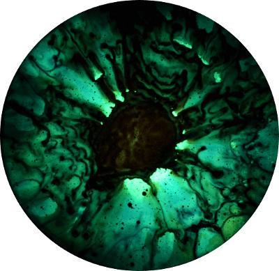 Enrico Magnani, Supernova Materia oscura R4-19 | 2018, Acrilico e pigmento fosforescente su pannello multistrato di carta alluminio, quadro di arte contemporanea