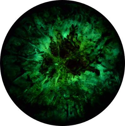 Enrico Magnani, Supernova Materia oscura R9-19 | 2018, Acrilico e pigmento fosforescente su pannello multistrato di carta alluminio, quadro di arte contemporanea