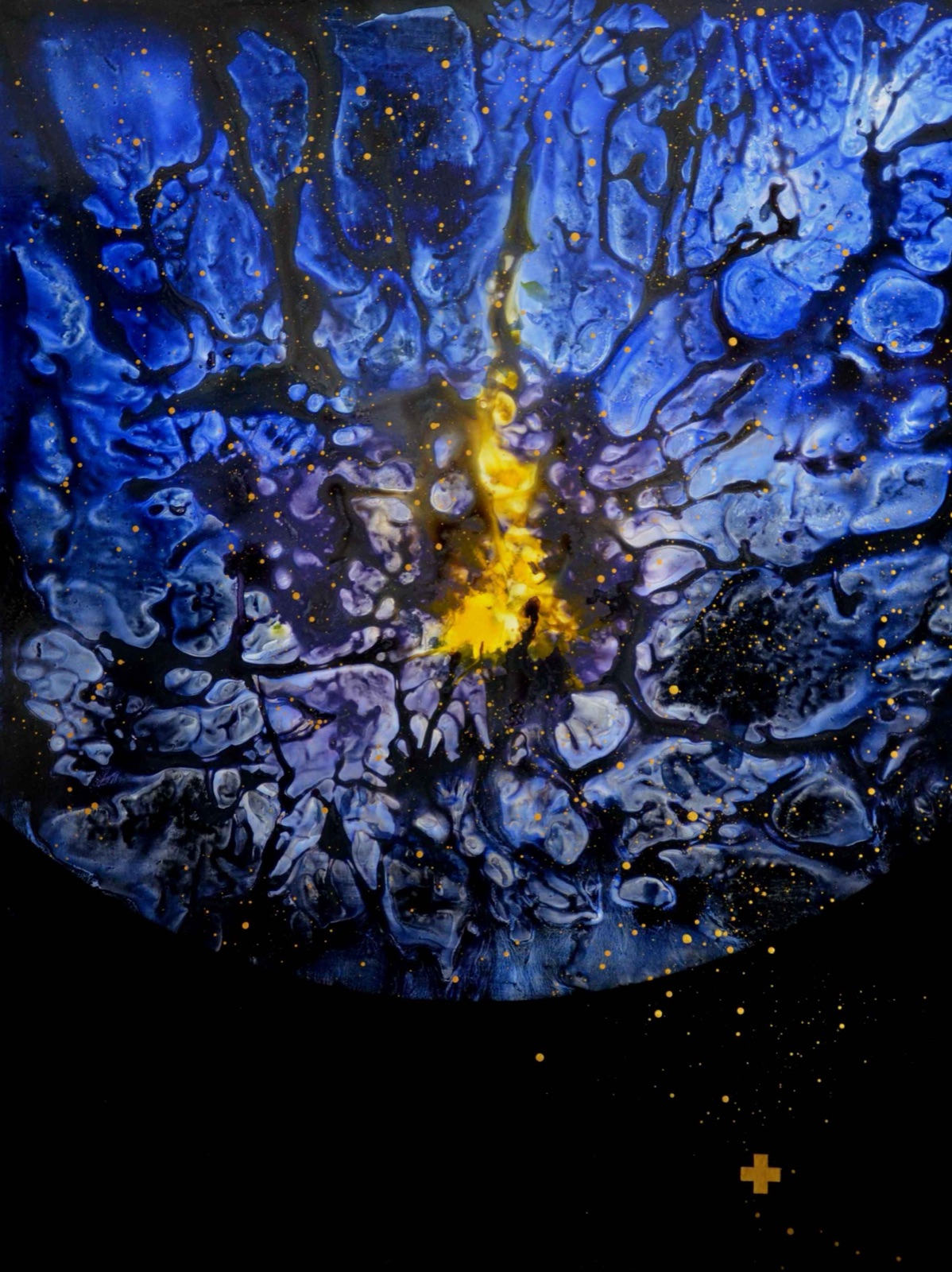 Supernova No. 13, 2017: blue nebula with a golden core on black