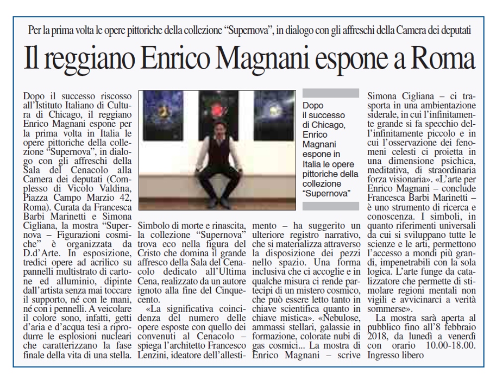 enrico magnani, giornale, reggio, roma, camera, deputati, supernova, mostra, 