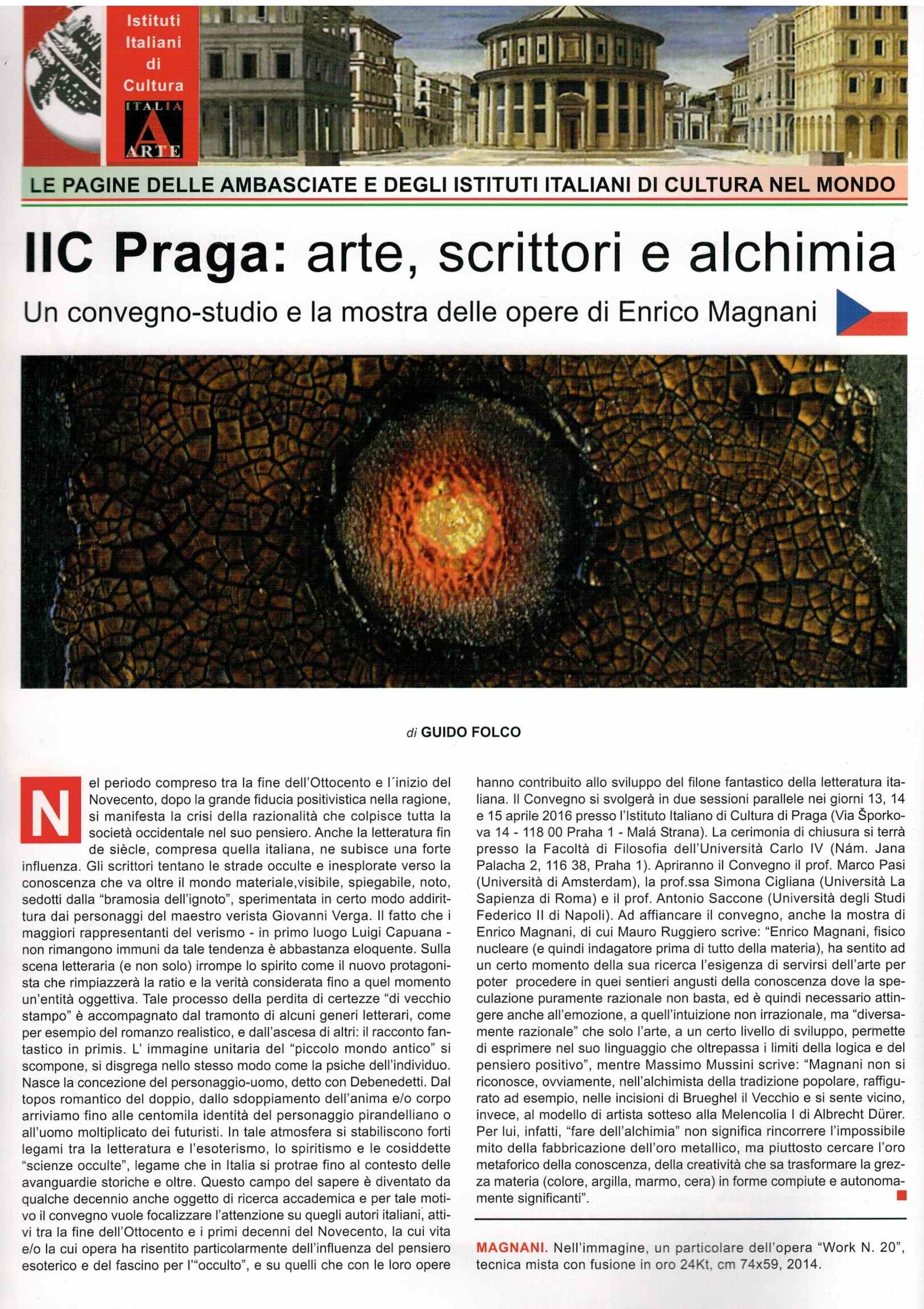 enrico magnani, italia arte, praga, alchimia, mussini, folco, ruggiero, mostra, conferenza, bramosia, ignoto